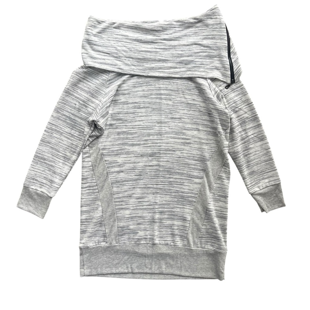 Ink Love & Peace Women’s S Gray 3/4 Sleeve Busby Zipper Cowl Neck Knit Top Tunic